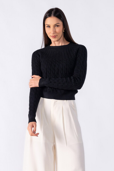 Foto Blusa sueter texturizada manga longa