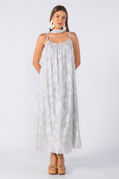 Foto Vestido midi em algodão com bordados