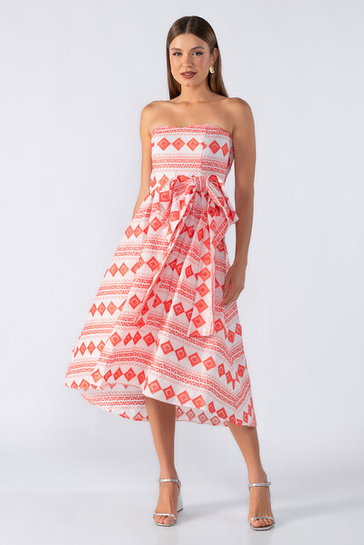 Foto Vestido midi tomara que caia com laco