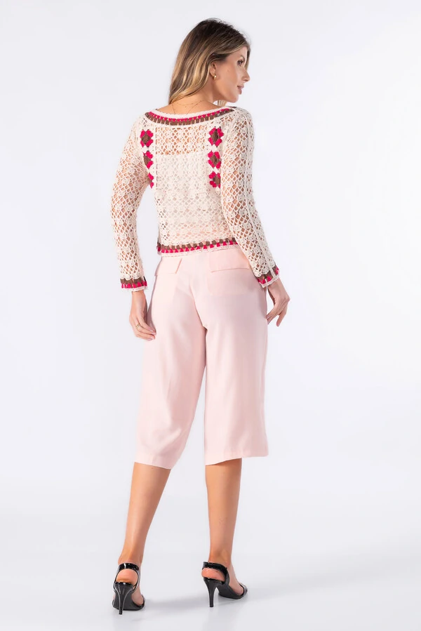 Cardigan curto croche