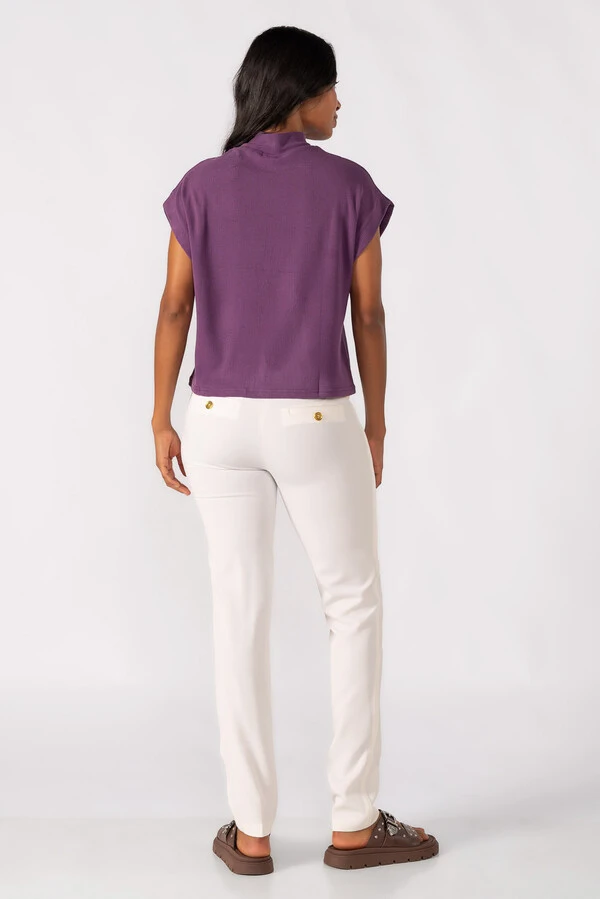 Blusa gola alta canelada