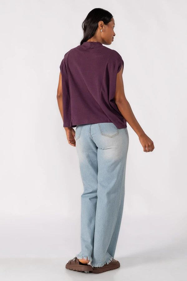 Blusa flanelada gola alta