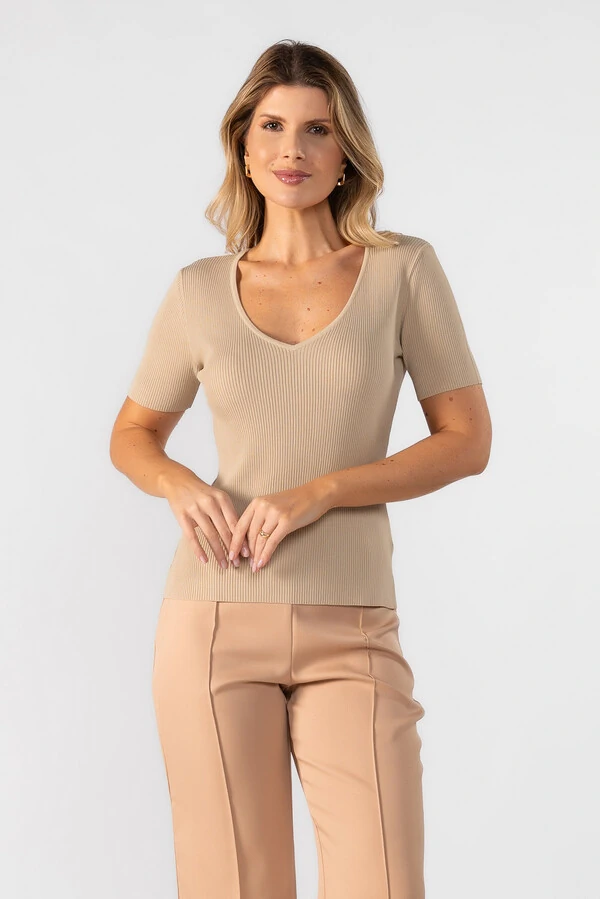 Blusa modal decote v