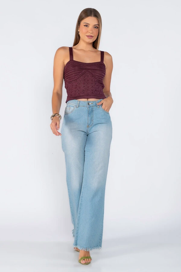 Cropped tricot texturizado