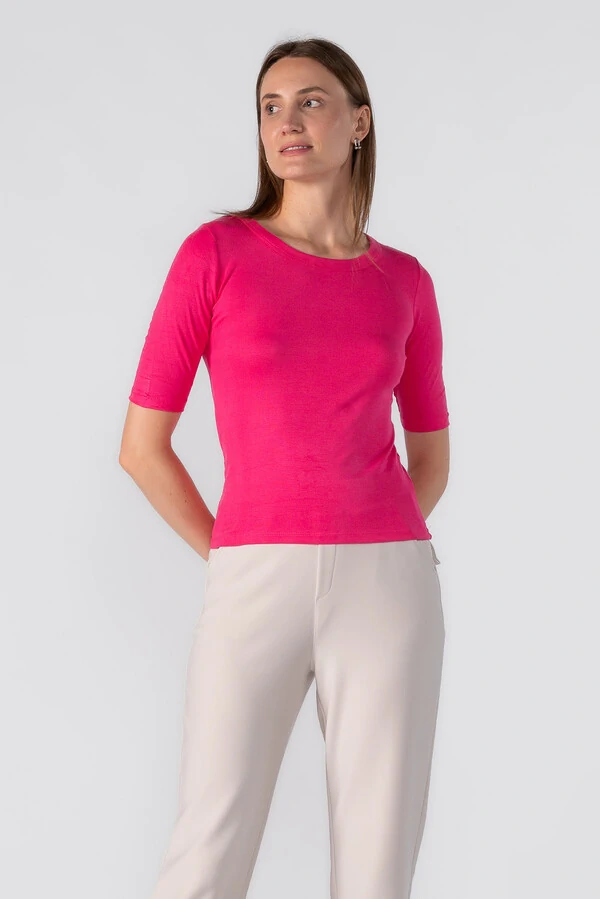 Blusa malha basica manga 3/4