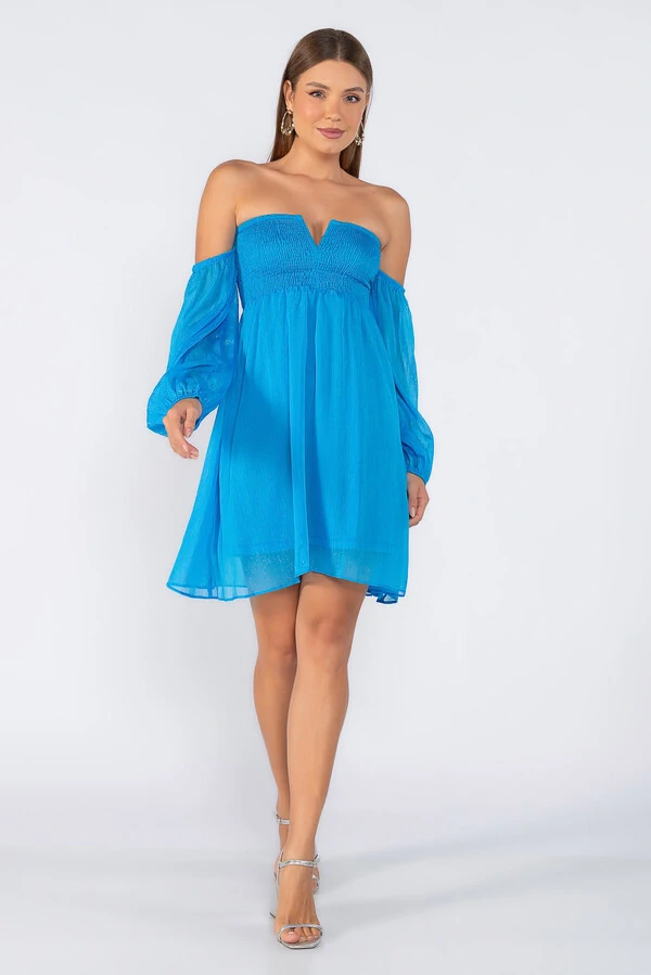 Vestido curto ciganinha manga longa