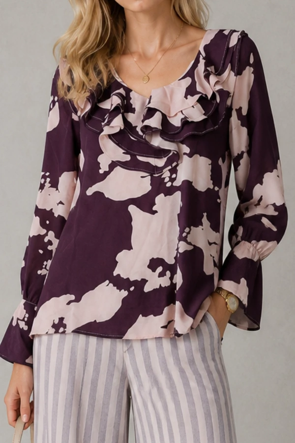 Blusa estampada com babado
