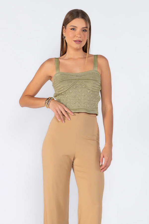 Cropped tricot texturizado