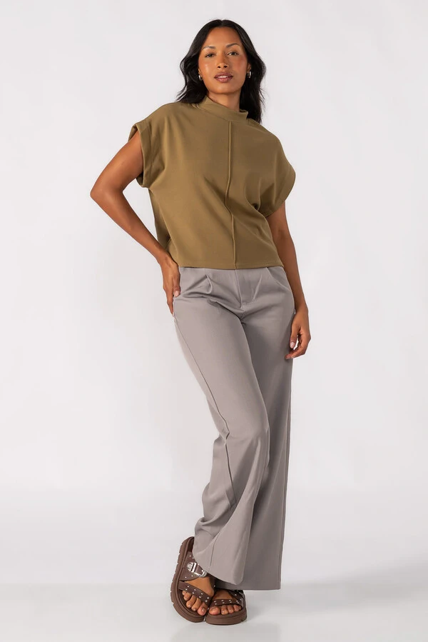 Blusa gola alta canelada