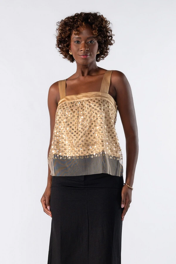 Blusa de alça bordado com paete