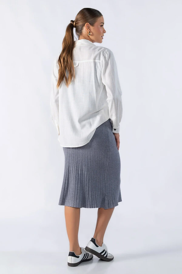 Saia midi tricot texturizada