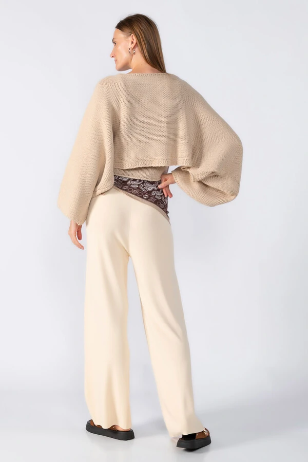 Conjunto top e casaco tricot