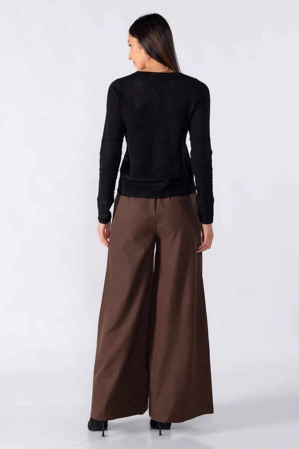Blusa texturizada manga longa toque seda