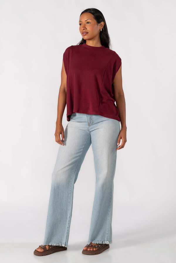 Blusa flanelada gola alta