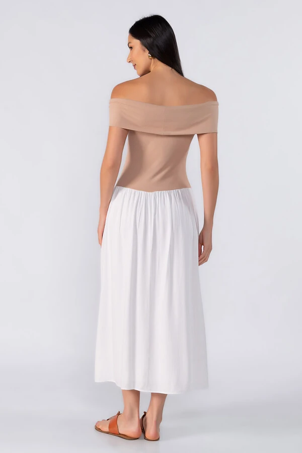 Vestido midi bicolor