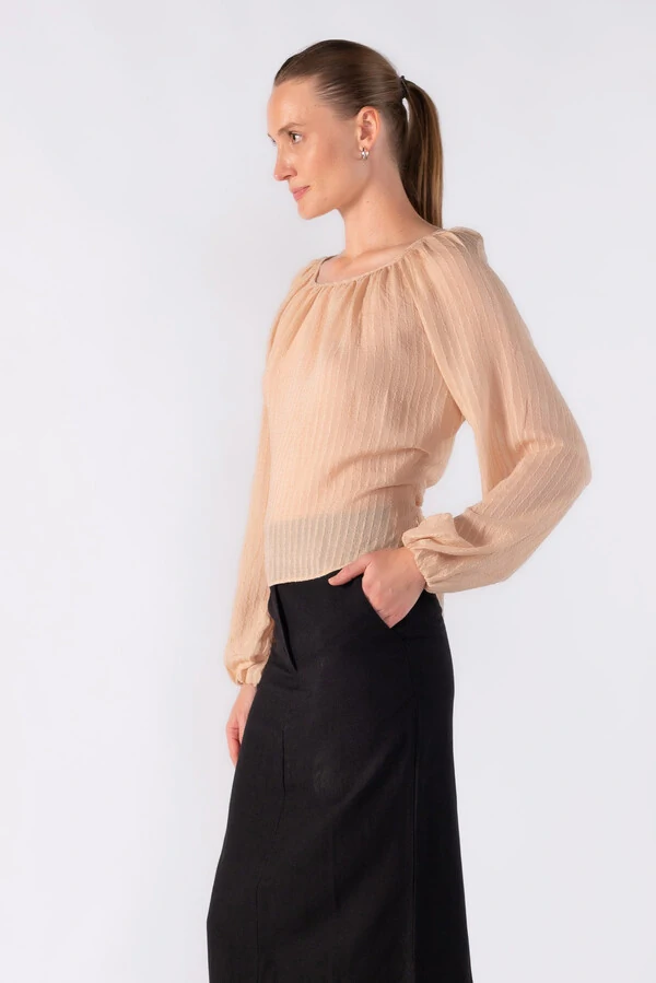 Blusa bata com amarracao na cintura