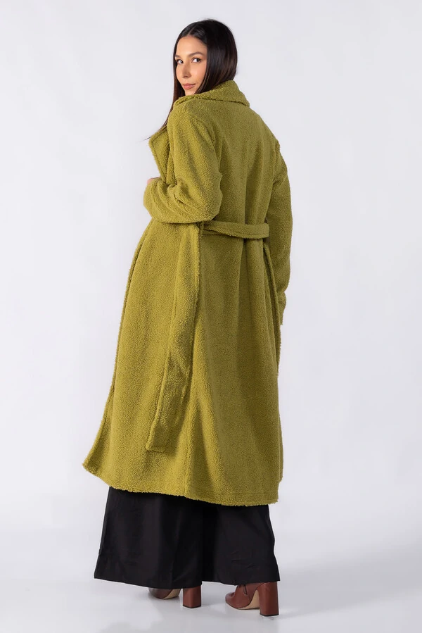 Casaco longo com faixa teddy