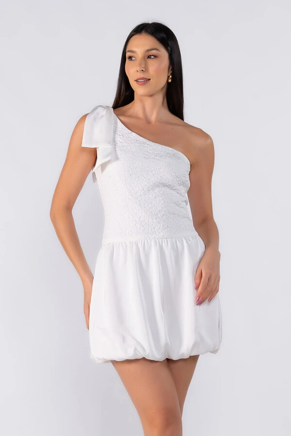 Vestido balone curto manga nula
