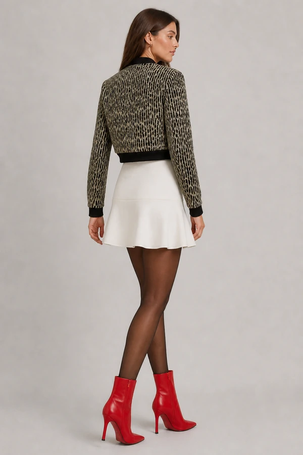 Jaqueta bomber animal print lã