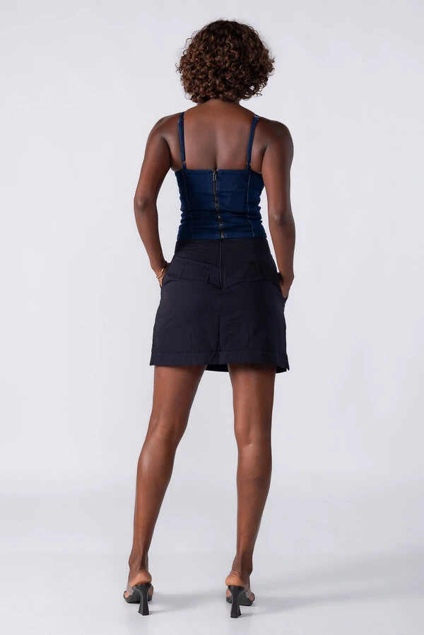 Top corset alcinha jeans