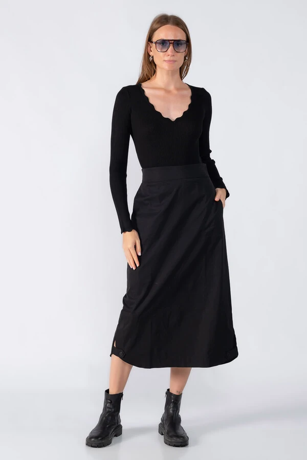 Body canelado manha longa decote v