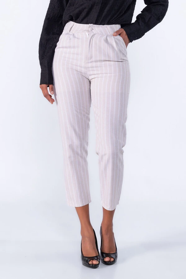 Calça Risca de Giz Pregas