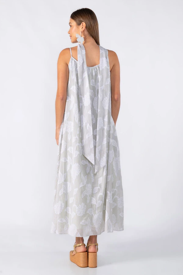 Vestido midi em algodão com bordados