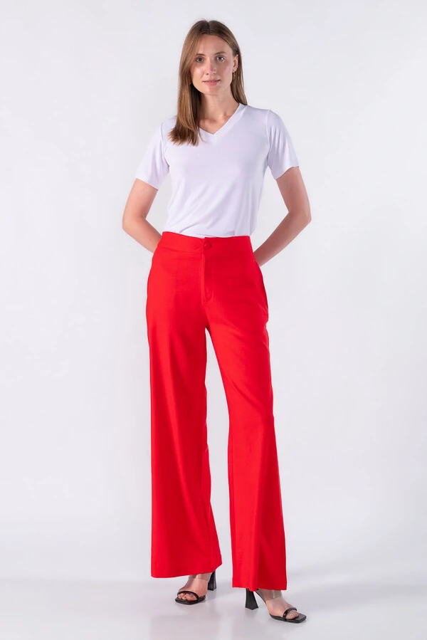 Pantalona viscolinho botao forrado