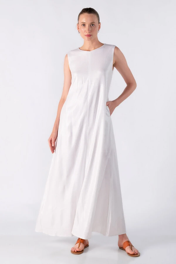 Vestido longo classico com bolsos