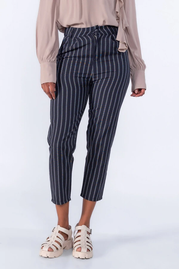 Calça Risca de Giz Pregas
