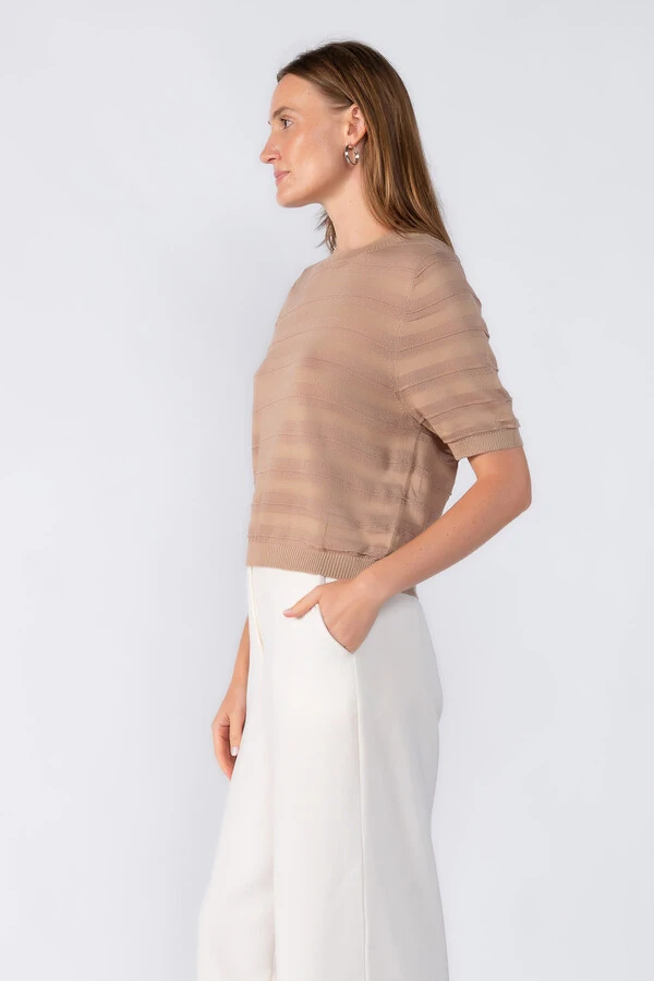 Blusa listrada manga curta