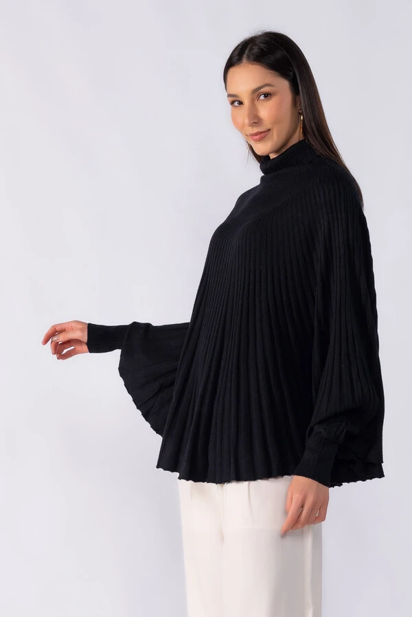 Poncho canelado com punho