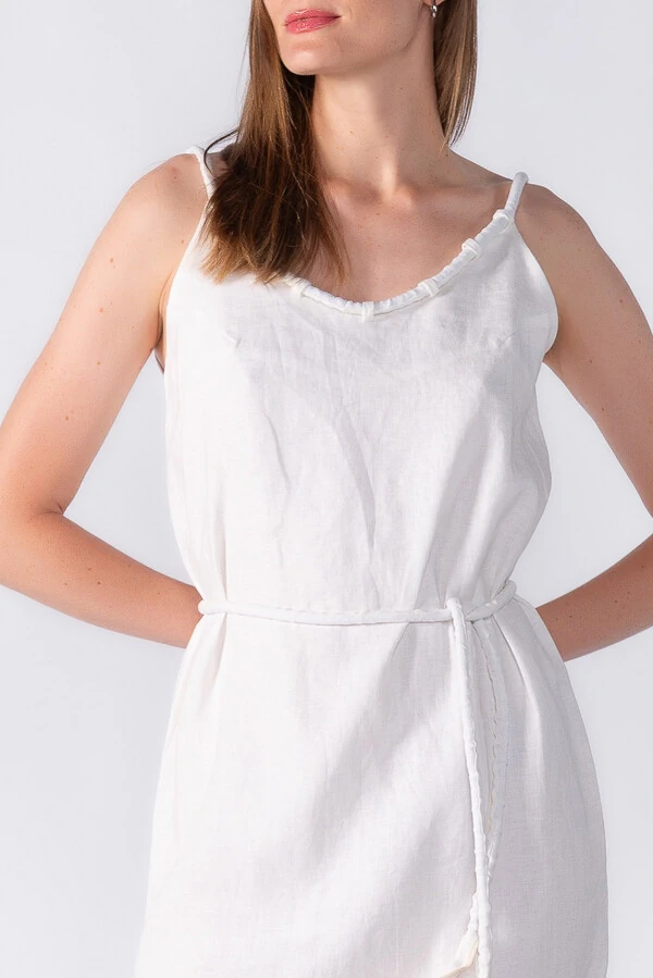 Vestido midi alça fina com cordão