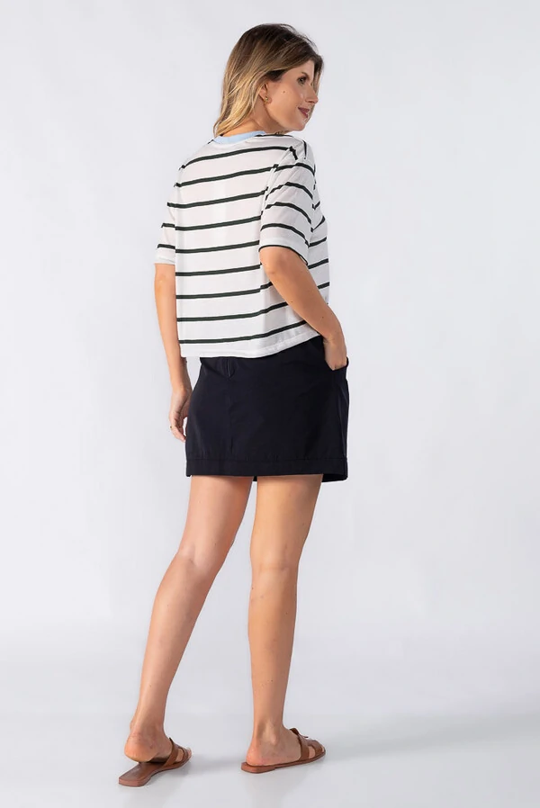 Blusas curta listrada bicolor