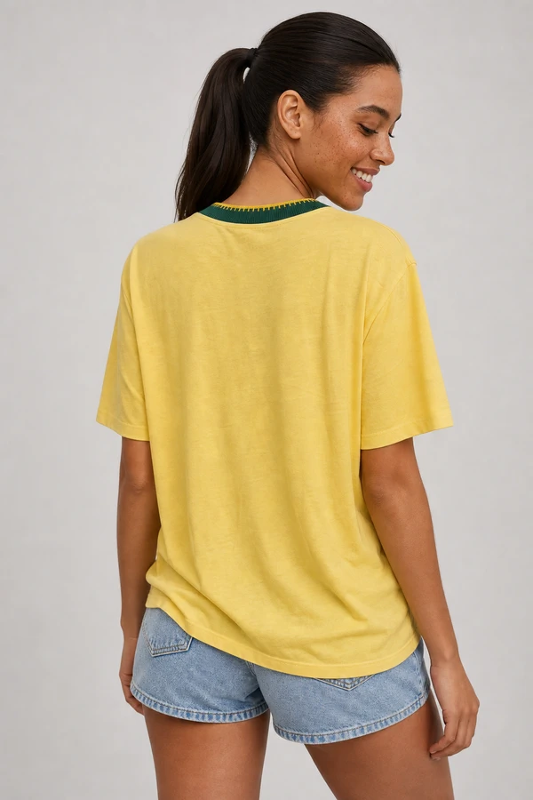 Blusa manga curta retilinea decote plus