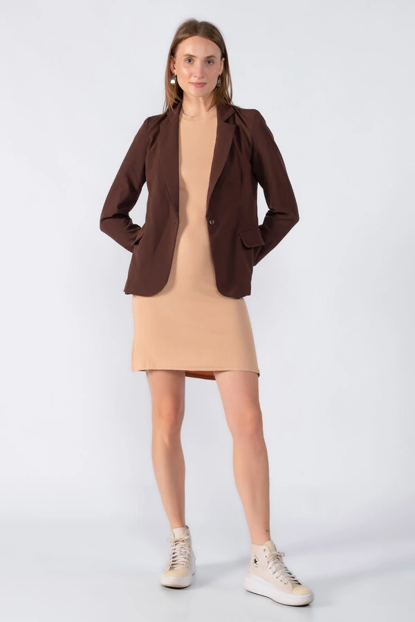 Vestido curto canelado manga japonesa