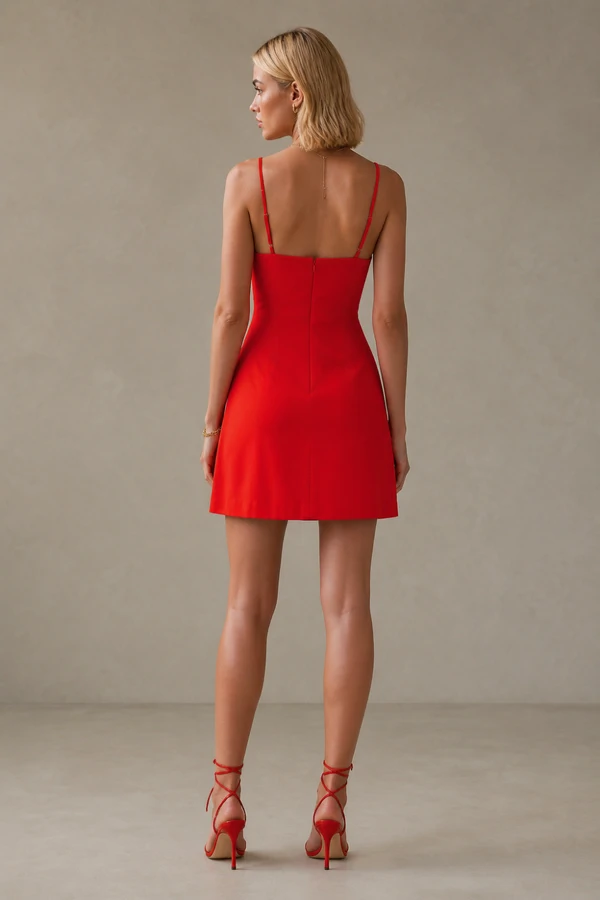 Vestido curto com babados