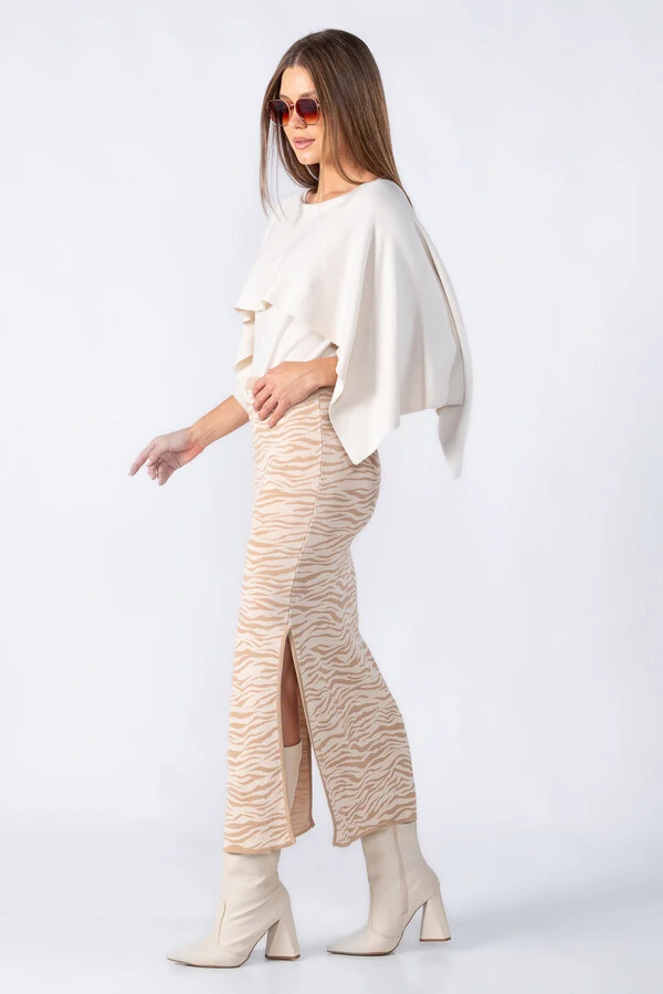 Saia midi tricot animal print