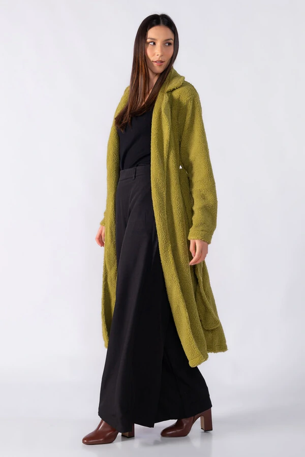 Casaco longo com faixa teddy