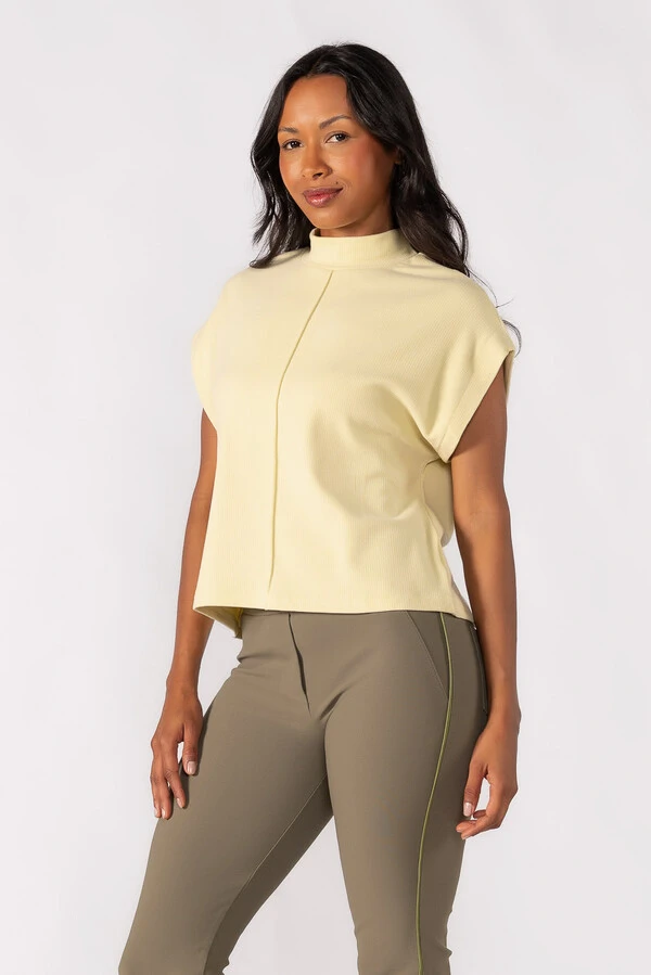Blusa gola alta canelada
