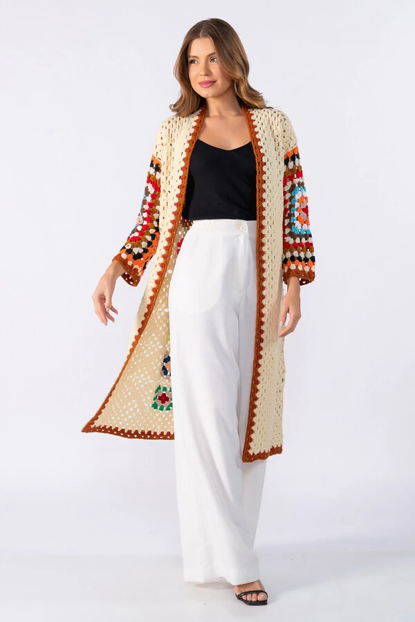 Cardigan tricot longo