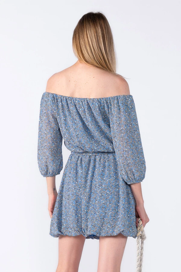 Vestido curto balonê estampado