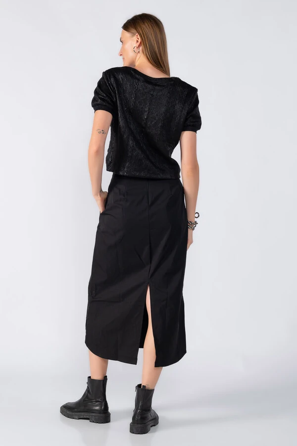 Blusa curta malha foil