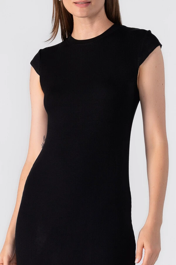 Vestido midi canelado basico