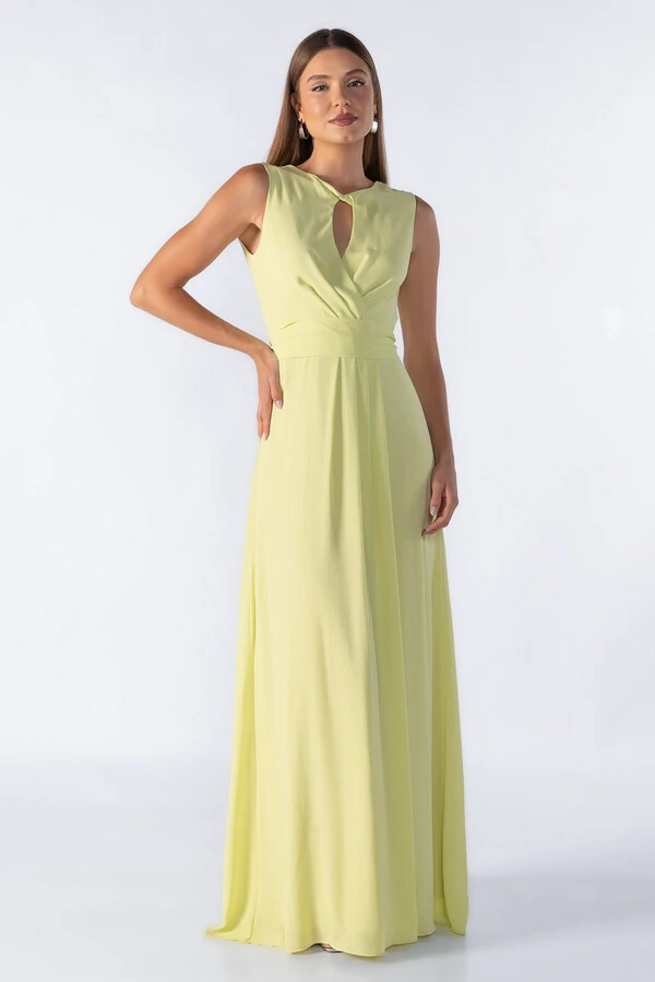 Vestido longo decote transpassado