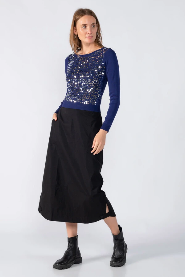 Blusa manga longa com aplicaoes em paete