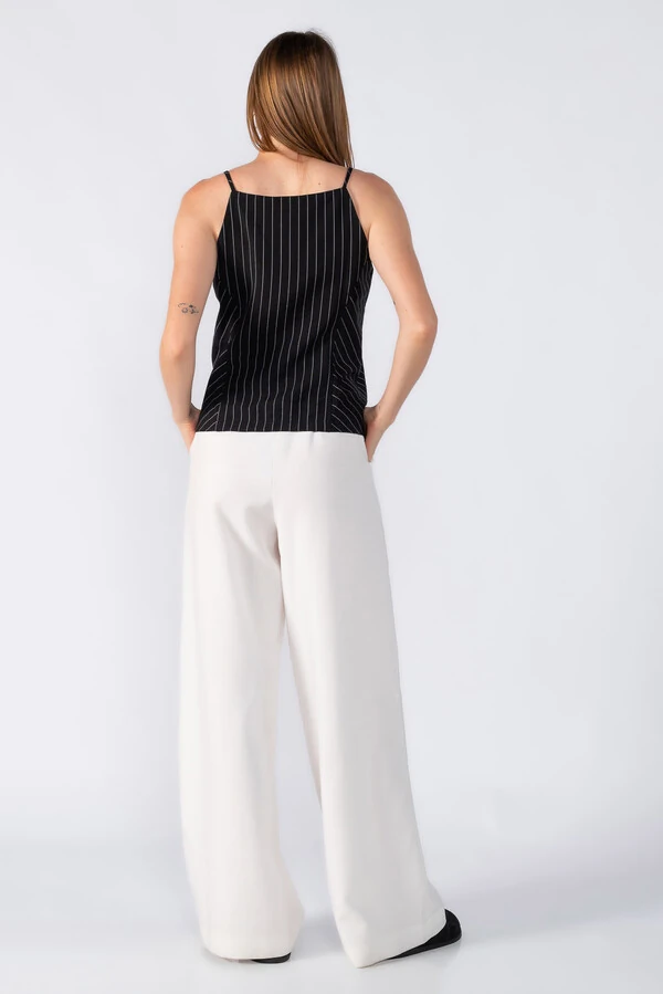 Blusa risca de giz com amarração