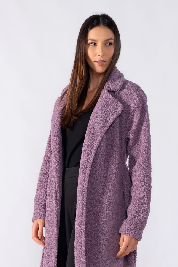 Casaco longo com faixa teddy