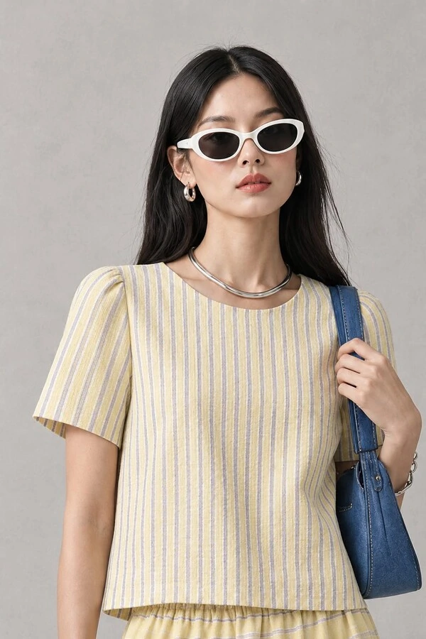 Blusa listra enrugada