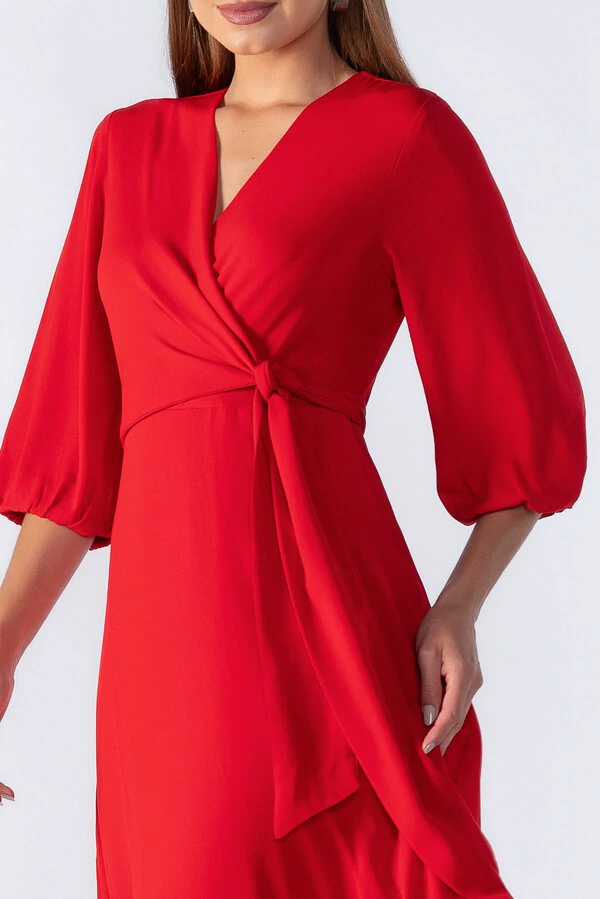 Vestido longo com decote transpassado